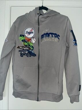 Pro Standard Gray Dodgers Zip-Up Hoodie Jacket